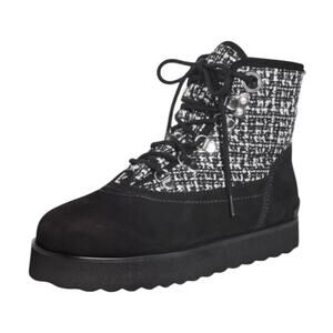 Larroude Vail Black Tweed/Suede Ankle Boots – 8.5
